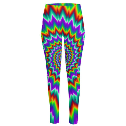 Psychedelic Spiral Optical Illusion High-Waisted Pocket Leggings