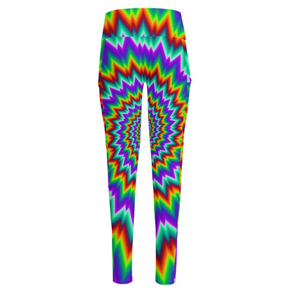 Psychedelic Spiral Optical Illusion High-Waisted Pocket Leggings