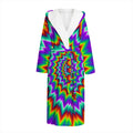 Psychedelic Spiral Optical Illusion Hooded Bathrobe
