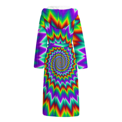 Psychedelic Spiral Optical Illusion Hooded Bathrobe