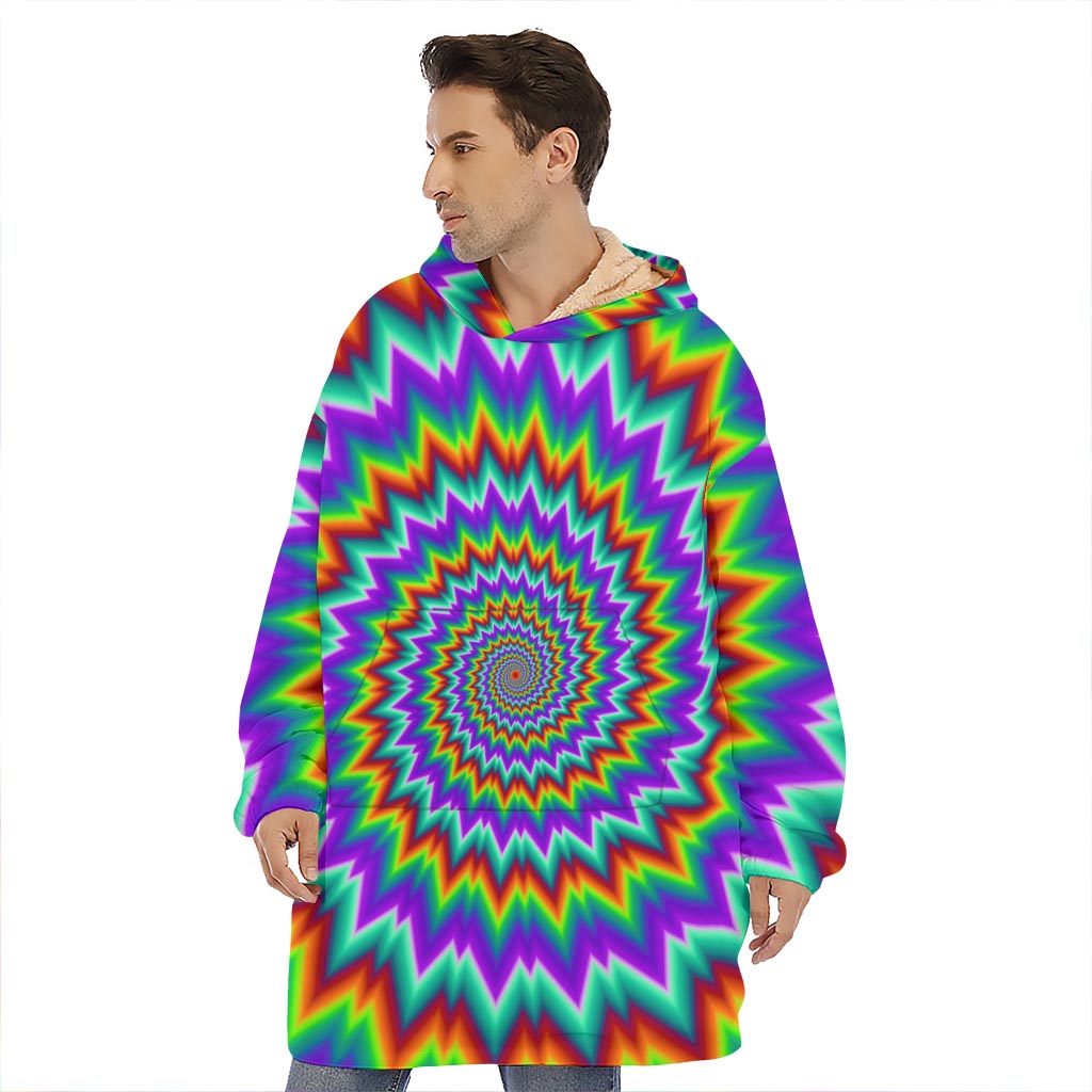Psychedelic Spiral Optical Illusion Hoodie Blanket