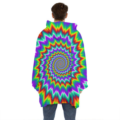 Psychedelic Spiral Optical Illusion Hoodie Blanket