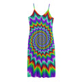 Psychedelic Spiral Optical Illusion Jersey Midi Cami Dress