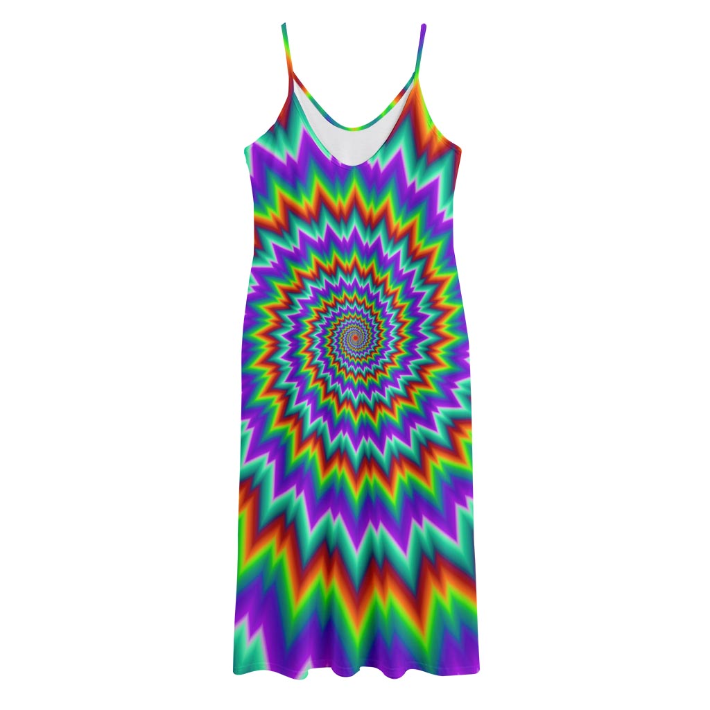 Psychedelic Spiral Optical Illusion Jersey Midi Cami Dress