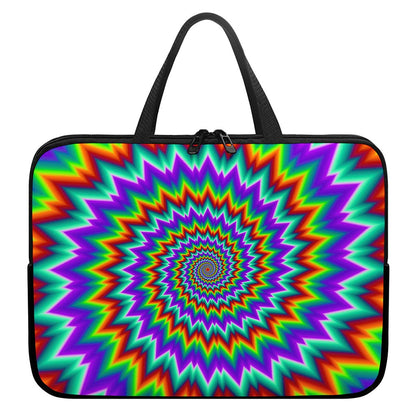 Psychedelic Spiral Optical Illusion Laptop Sleeve With Handle