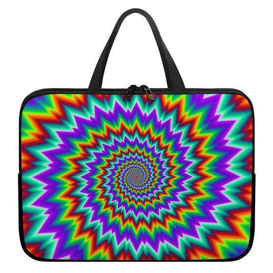 Psychedelic Spiral Optical Illusion Laptop Sleeve With Handle