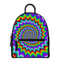 Psychedelic Spiral Optical Illusion Leather Backpack