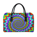 Psychedelic Spiral Optical Illusion Leather Duffel Bag