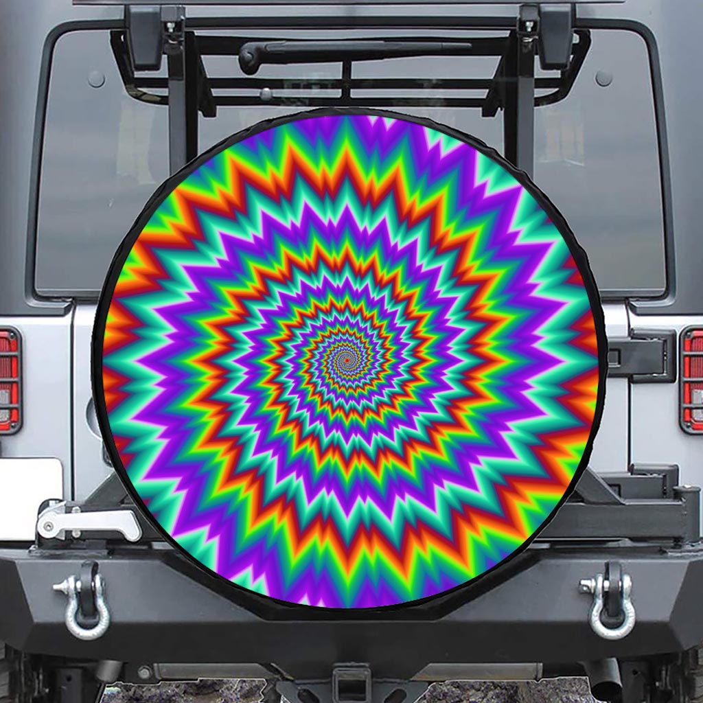 Psychedelic Spiral Optical Illusion Leather Spare Tire Cover