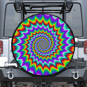 Psychedelic Spiral Optical Illusion Leather Spare Tire Cover