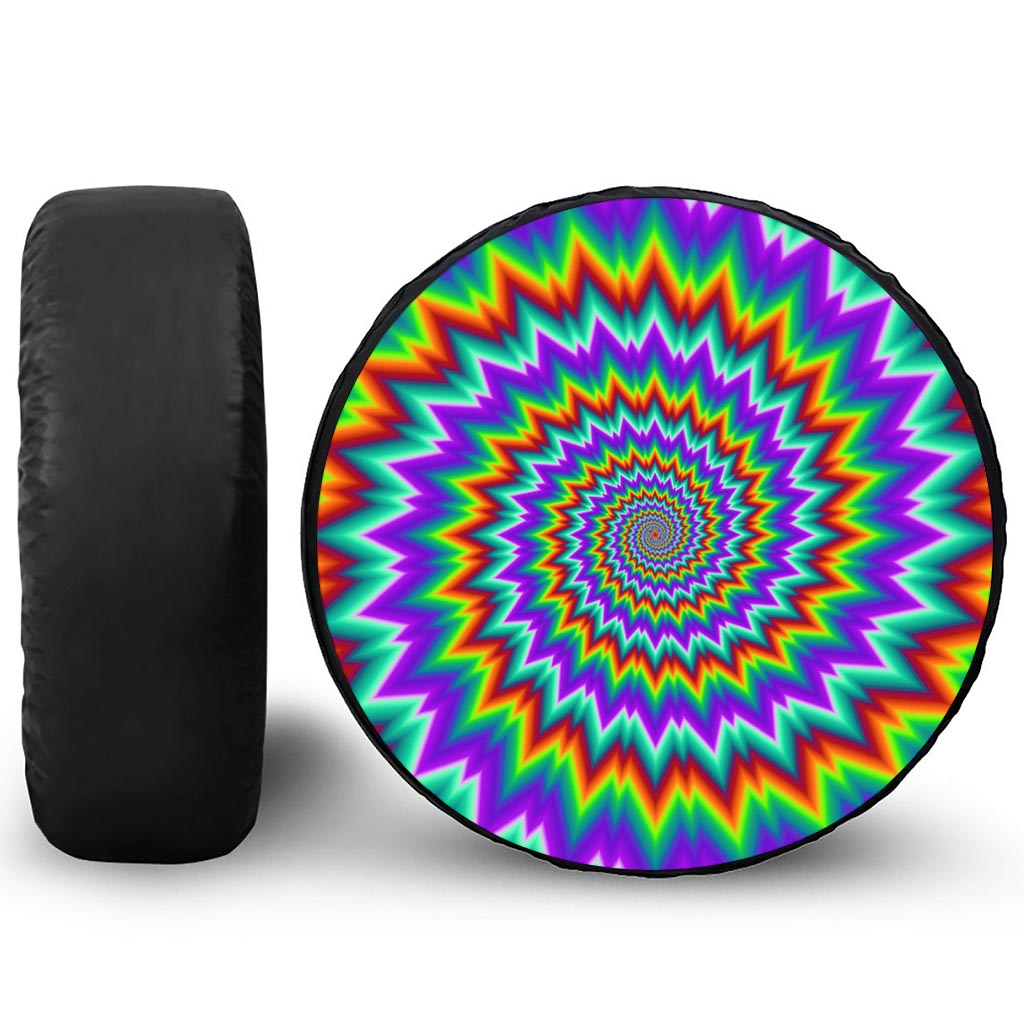 Psychedelic Spiral Optical Illusion Leather Spare Tire Cover