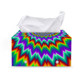 Psychedelic Spiral Optical Illusion Leather Tissue Box Cover