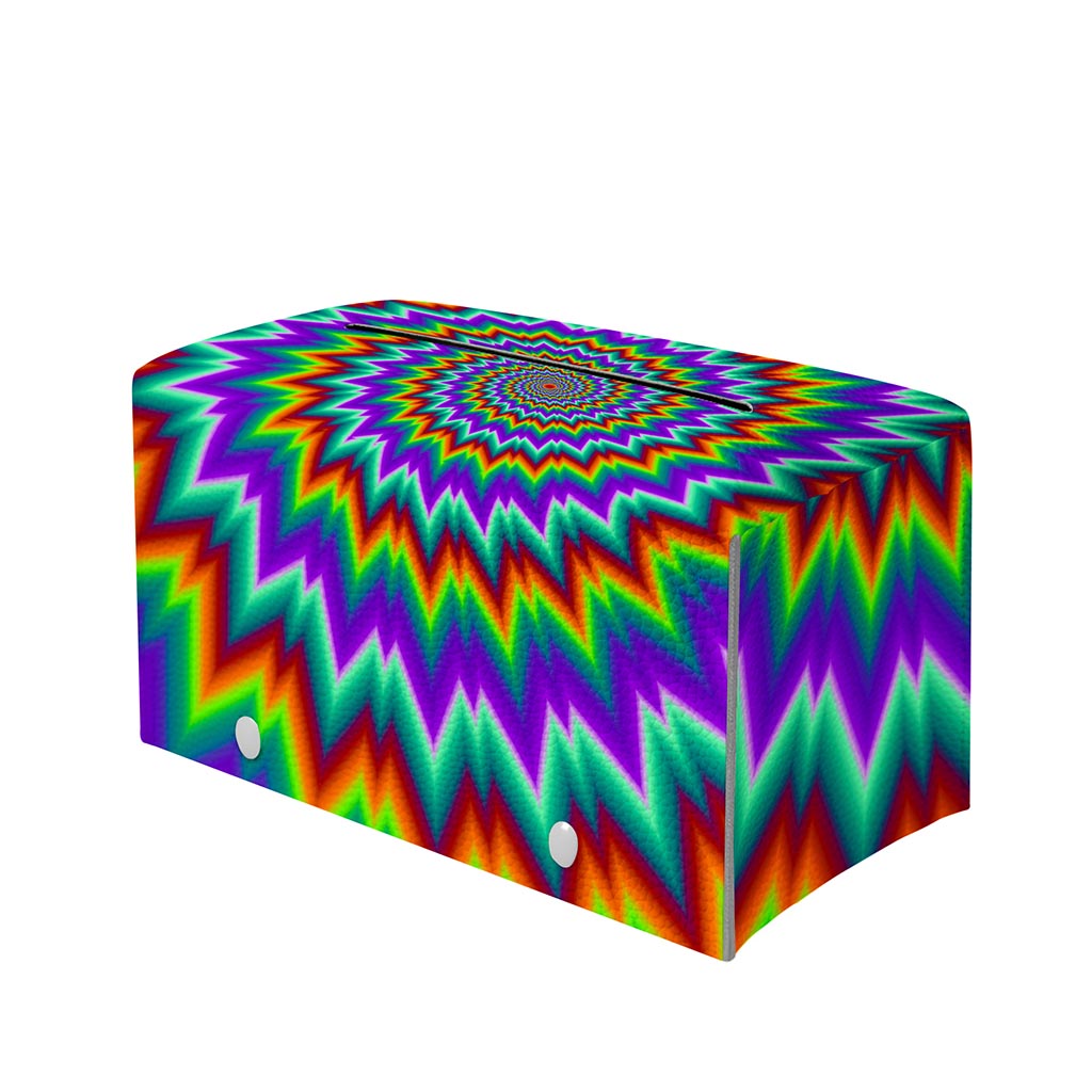 Psychedelic Spiral Optical Illusion Leather Tissue Box Cover