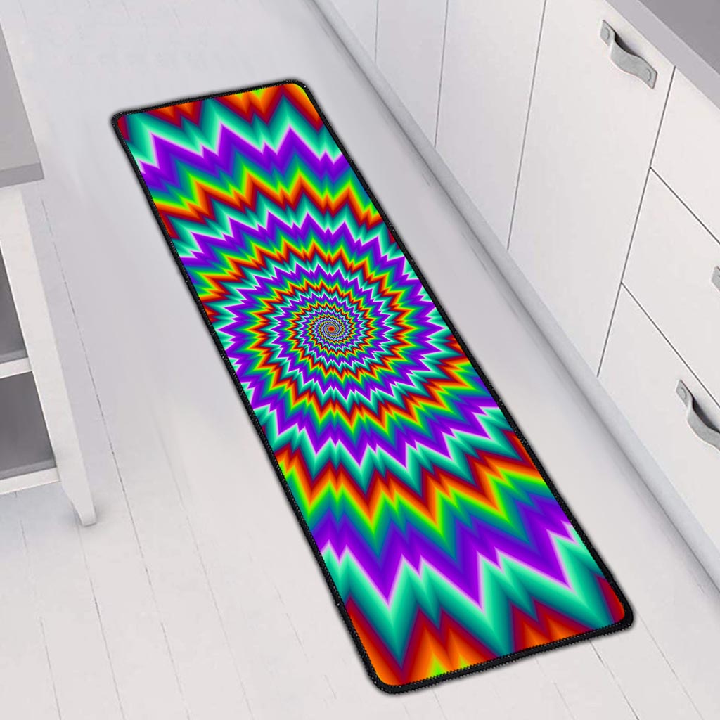 Psychedelic Spiral Optical Illusion Long Kitchen Mat