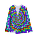 Psychedelic Spiral Optical Illusion Long Sleeve Short Coat