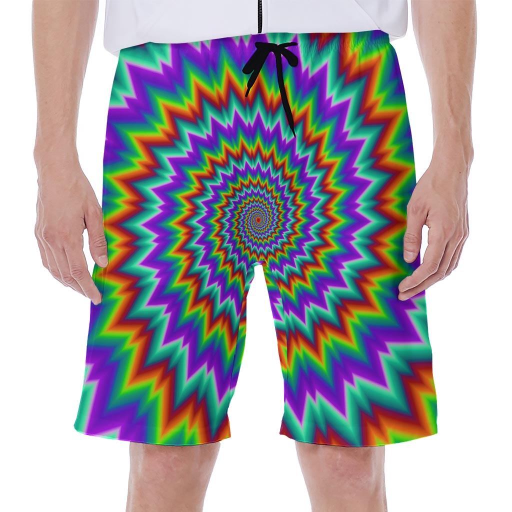 Psychedelic Spiral Optical Illusion Men's Beach Shorts