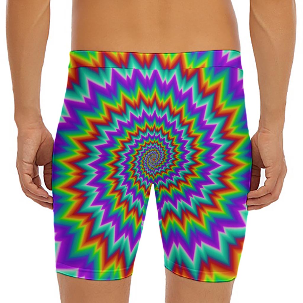 Psychedelic Spiral Optical Illusion Men's Long Boxer Briefs