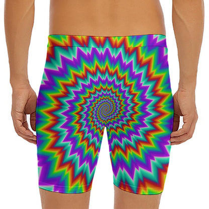 Psychedelic Spiral Optical Illusion Men's Long Boxer Briefs