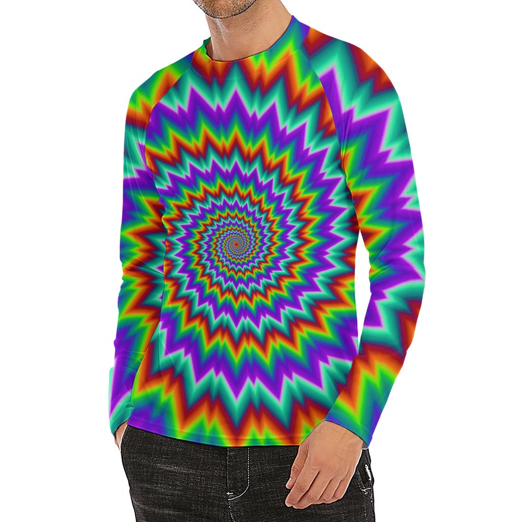 Psychedelic Spiral Optical Illusion Men's Long Sleeve Rash Guard