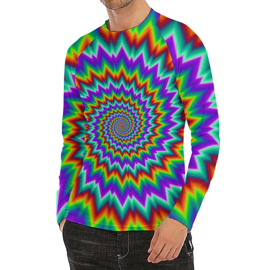Psychedelic Spiral Optical Illusion Men's Long Sleeve Rash Guard