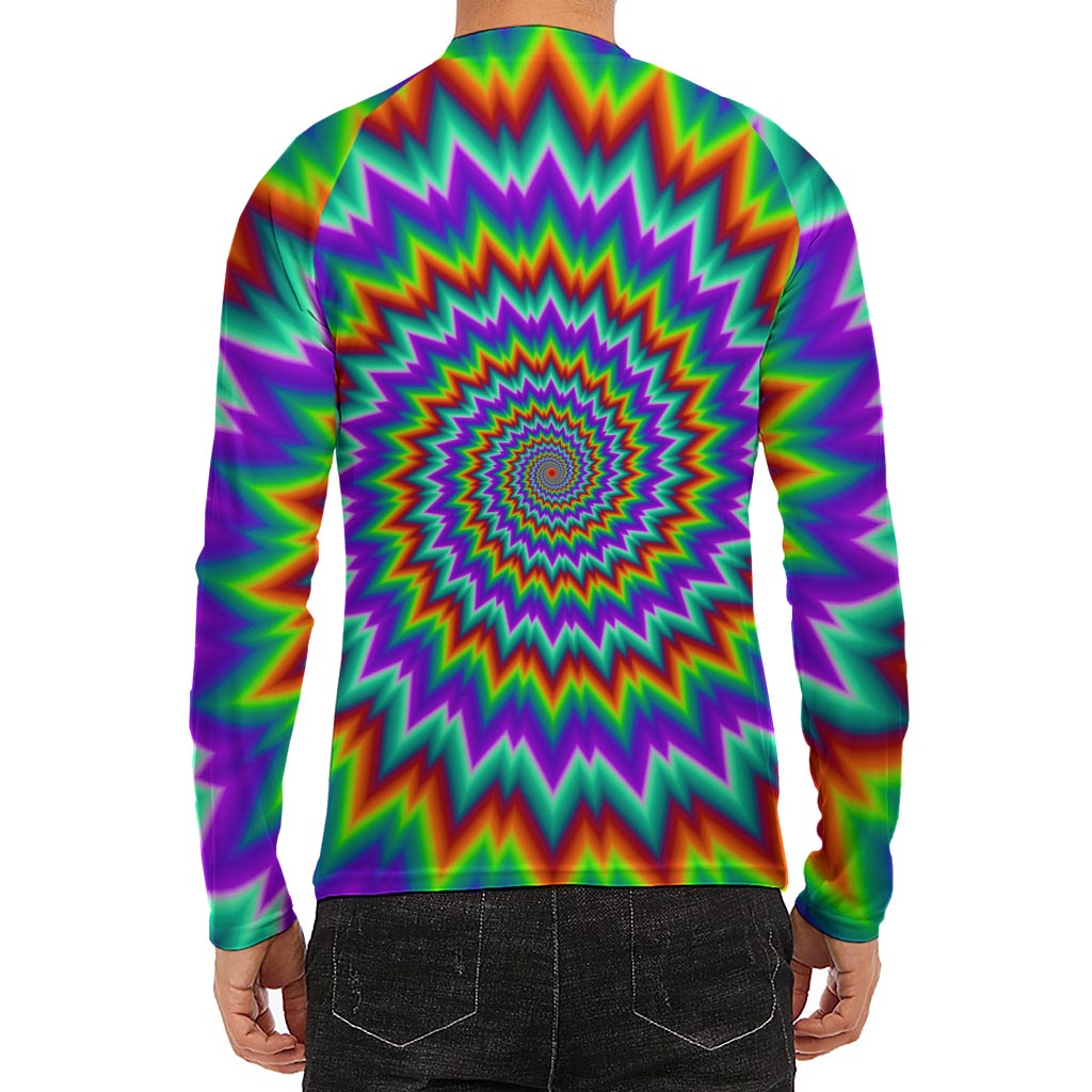 Psychedelic Spiral Optical Illusion Men's Long Sleeve Rash Guard