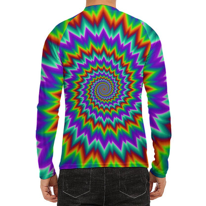 Psychedelic Spiral Optical Illusion Men's Long Sleeve Rash Guard