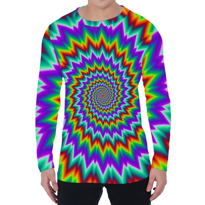 Psychedelic Spiral Optical Illusion Men's Long Sleeve T-Shirt