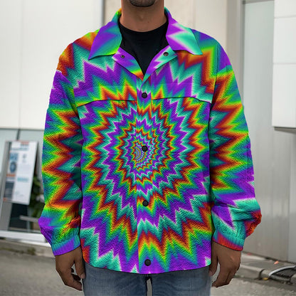 Psychedelic Spiral Optical Illusion Men's Shirt Jacket