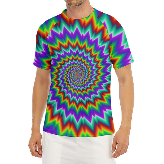 Psychedelic Spiral Optical Illusion Men's Short Sleeve Rash Guard