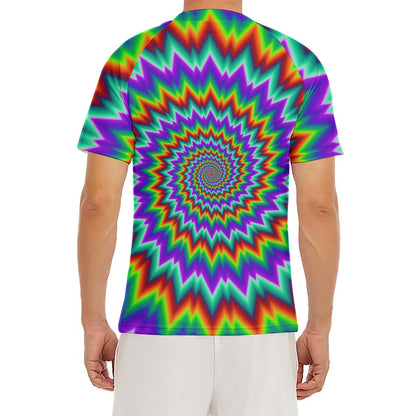 Psychedelic Spiral Optical Illusion Men's Short Sleeve Rash Guard