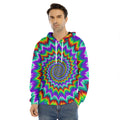 Psychedelic Spiral Optical Illusion Men's Velvet Pullover Hoodie