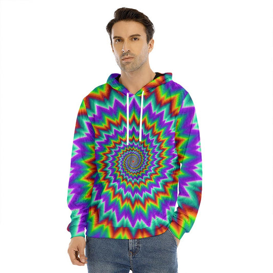 Psychedelic Spiral Optical Illusion Men's Velvet Pullover Hoodie