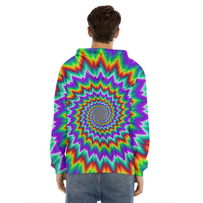 Psychedelic Spiral Optical Illusion Men's Velvet Pullover Hoodie