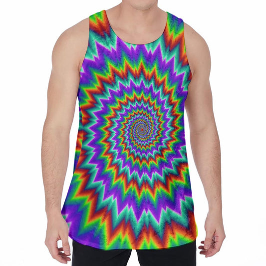 Psychedelic Spiral Optical Illusion Men's Velvet Tank Top