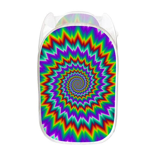 Psychedelic Spiral Optical Illusion Mesh Laundry Hamper