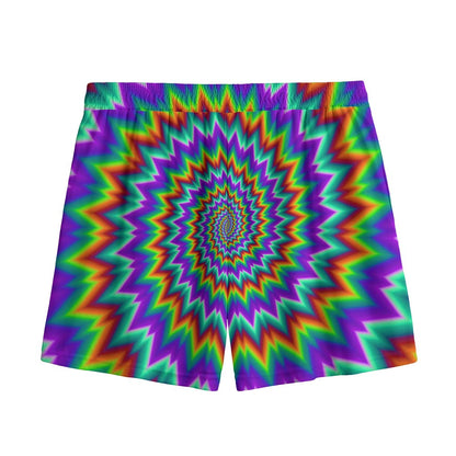 Psychedelic Spiral Optical Illusion Mesh Shorts