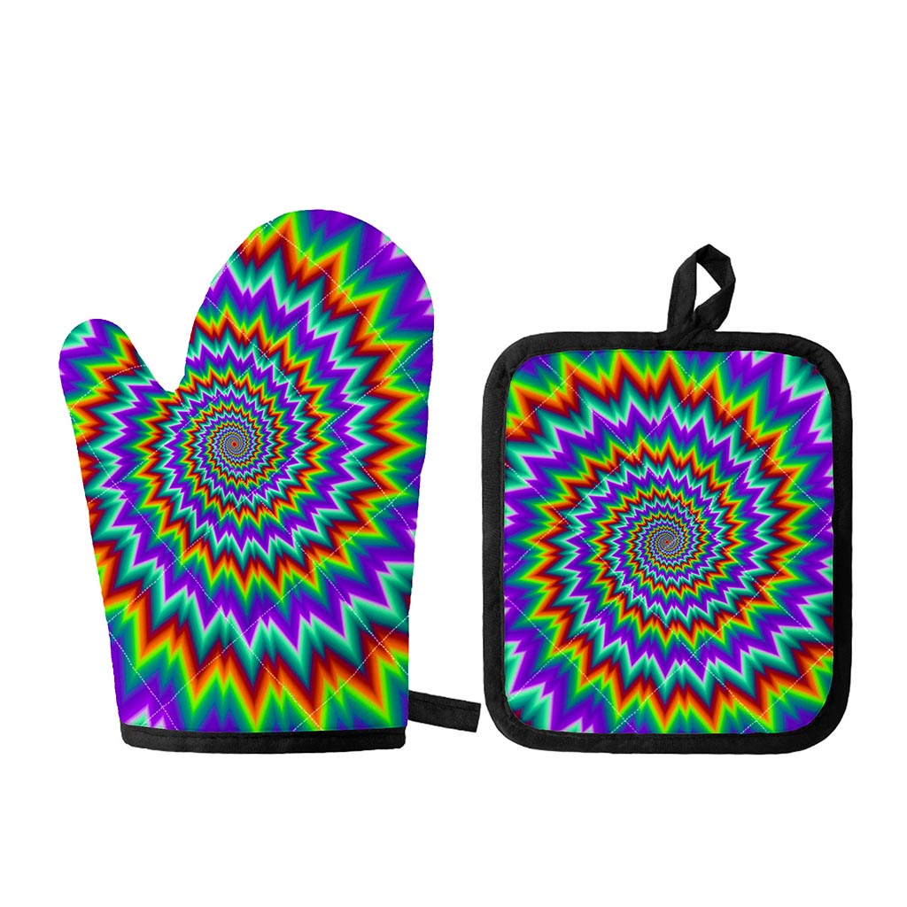 Psychedelic Spiral Optical Illusion Oven Mitt And Pot Holder Set