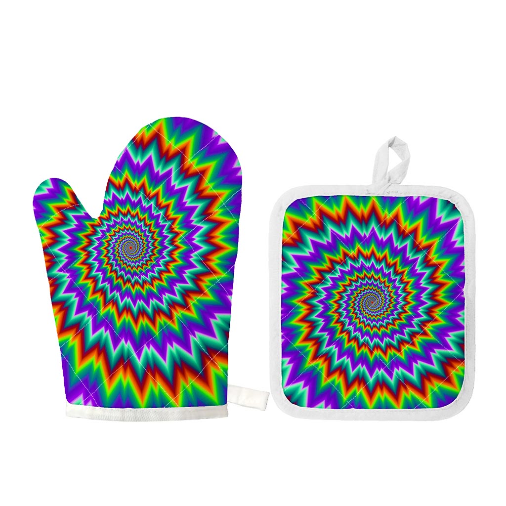 Psychedelic Spiral Optical Illusion Oven Mitt And Pot Holder Set