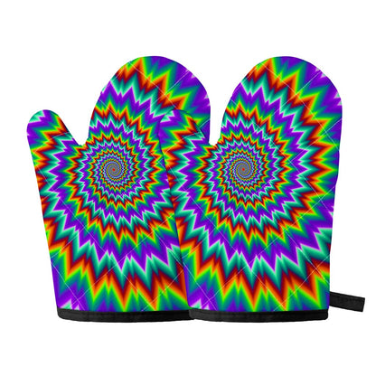 Psychedelic Spiral Optical Illusion Oven Mitts