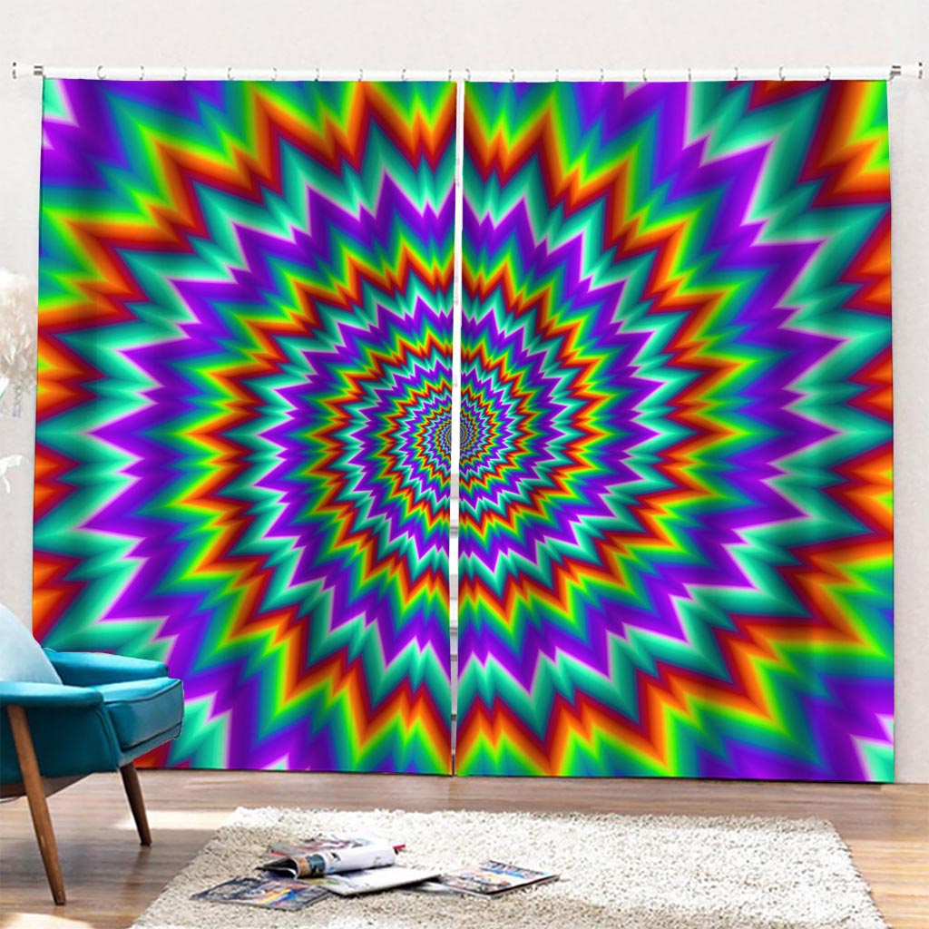 Psychedelic Spiral Optical Illusion Pencil Pleat Curtains