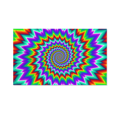 Psychedelic Spiral Optical Illusion Polyester Flag