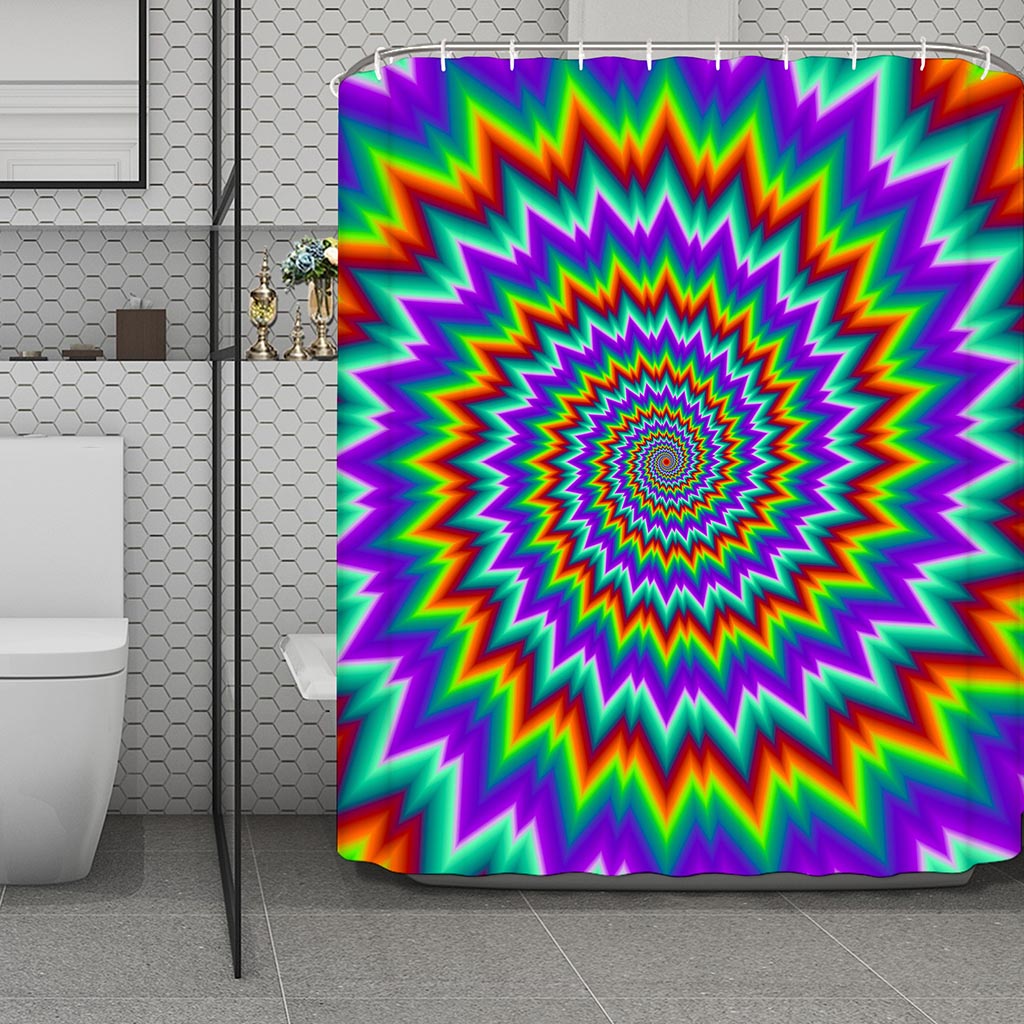 Psychedelic Spiral Optical Illusion Polyester Shower Curtain