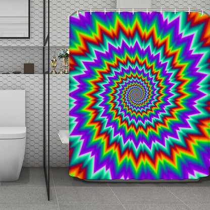 Psychedelic Spiral Optical Illusion Polyester Shower Curtain