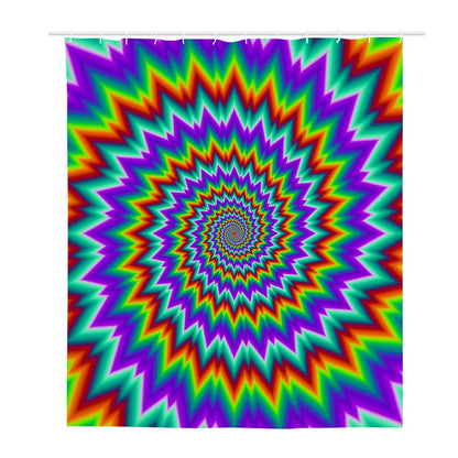 Psychedelic Spiral Optical Illusion Polyester Shower Curtain