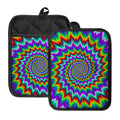 Psychedelic Spiral Optical Illusion Pot Holders With Pocket