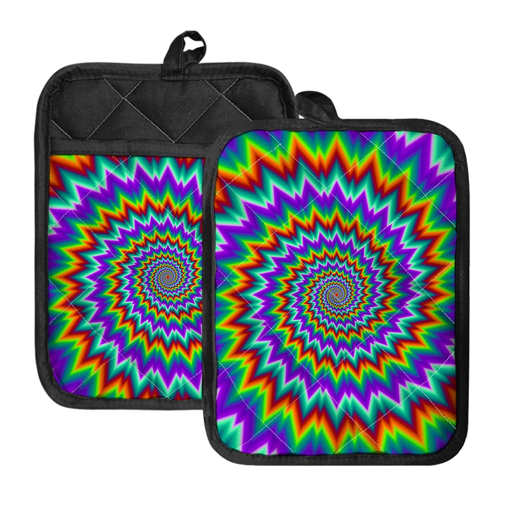 Psychedelic Spiral Optical Illusion Pot Holders With Pocket