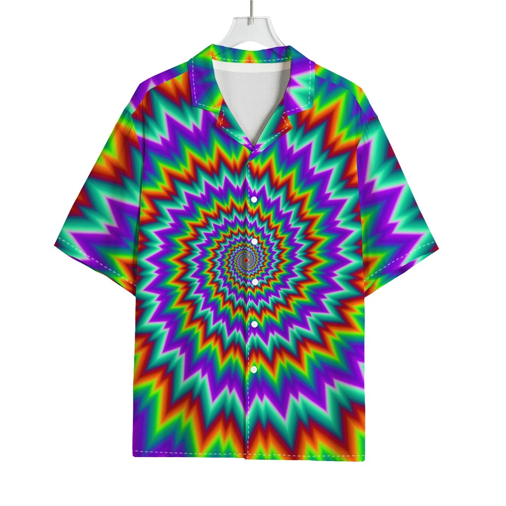 Psychedelic Spiral Optical Illusion Rayon Hawaiian Shirt