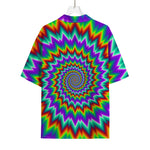 Psychedelic Spiral Optical Illusion Rayon Hawaiian Shirt