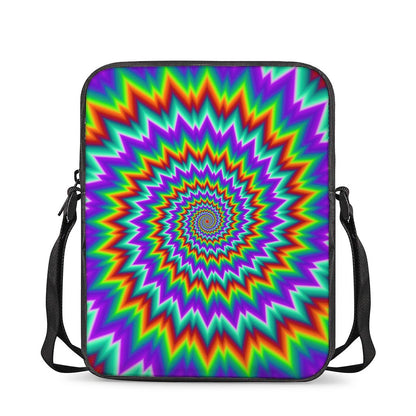 Psychedelic Spiral Optical Illusion Rectangular Crossbody Bag