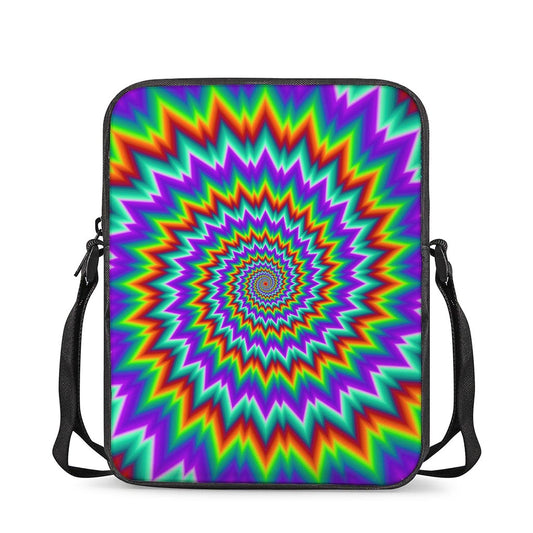 Psychedelic Spiral Optical Illusion Rectangular Crossbody Bag